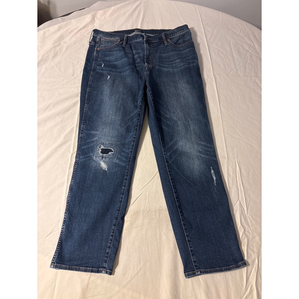 J.Crew Distressed Straight Leg‎ Jeans Womens 34x27Dark Wash Blue